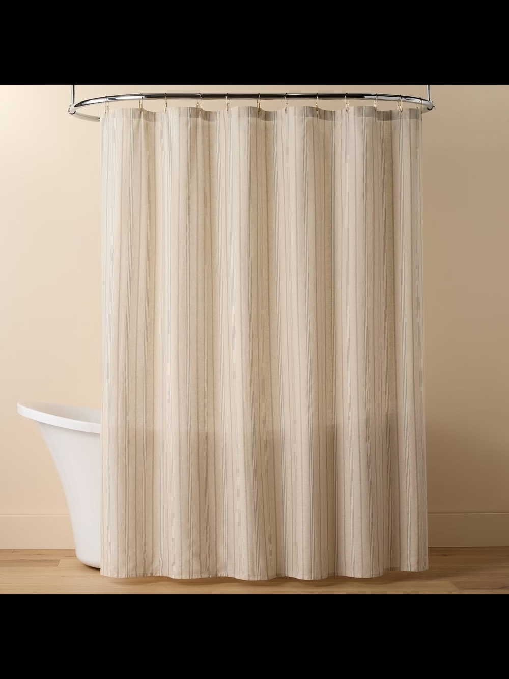 Hearth And Hand Vertical Green Amd Cream Striped Shower Curtain